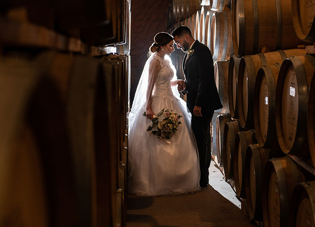 Unique destination wedding venues in an underground wine cellar