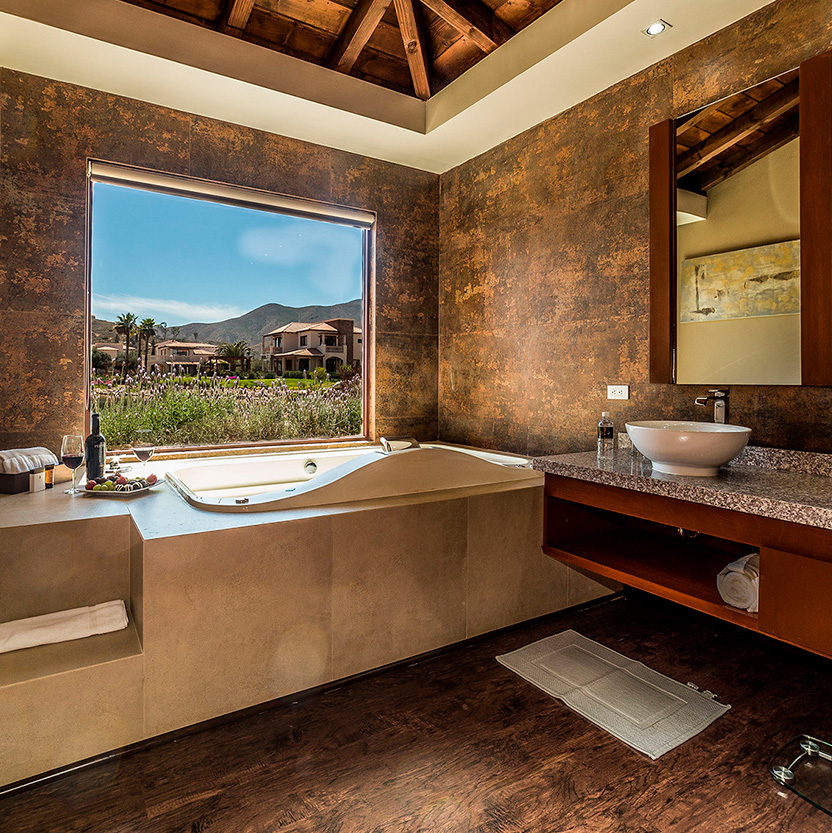 Stylish suite with vineyard views at one of the top Valle de Guadalupe wineries hotels